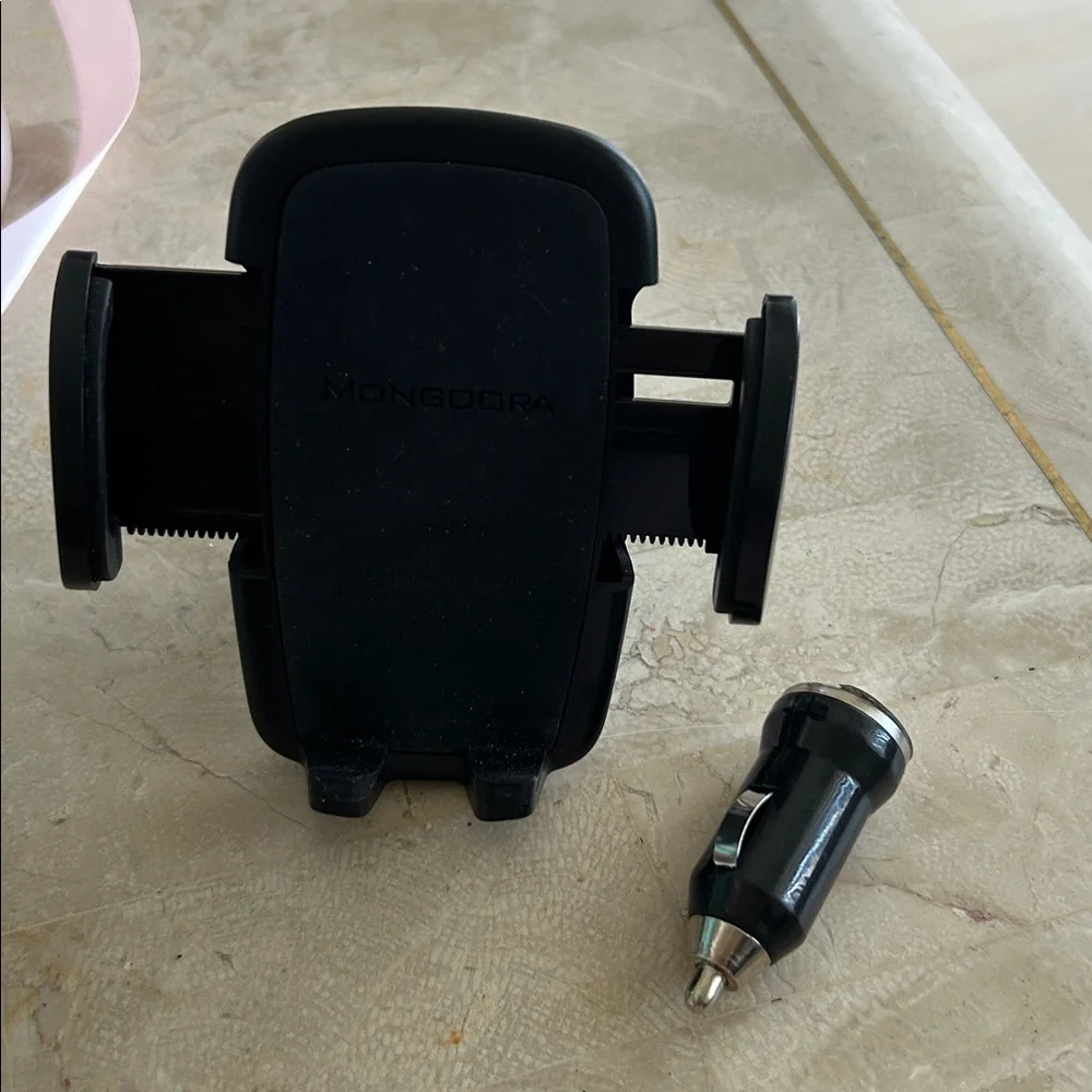 Mongoora Black Car Cell Phone Mount Holder & Car USB Charger